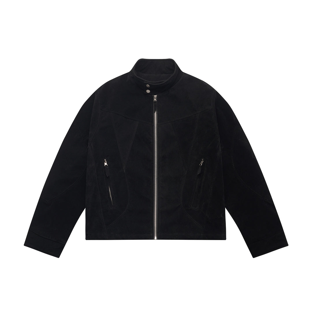Herren Kurzblouson aus Velours‑Suede mit hohem Kragen und ergonomischer Nahtführung Drune