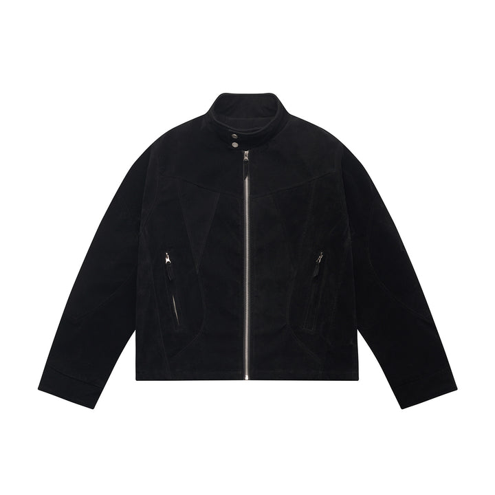 Herren Kurzblouson aus Velours‑Suede mit hohem Kragen und ergonomischer Nahtführung Drune