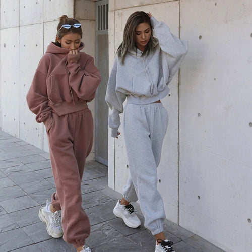 Damen Hoodie und Jogginghose-Set mit lässigem Schnitt und elastischem Bund Drune
