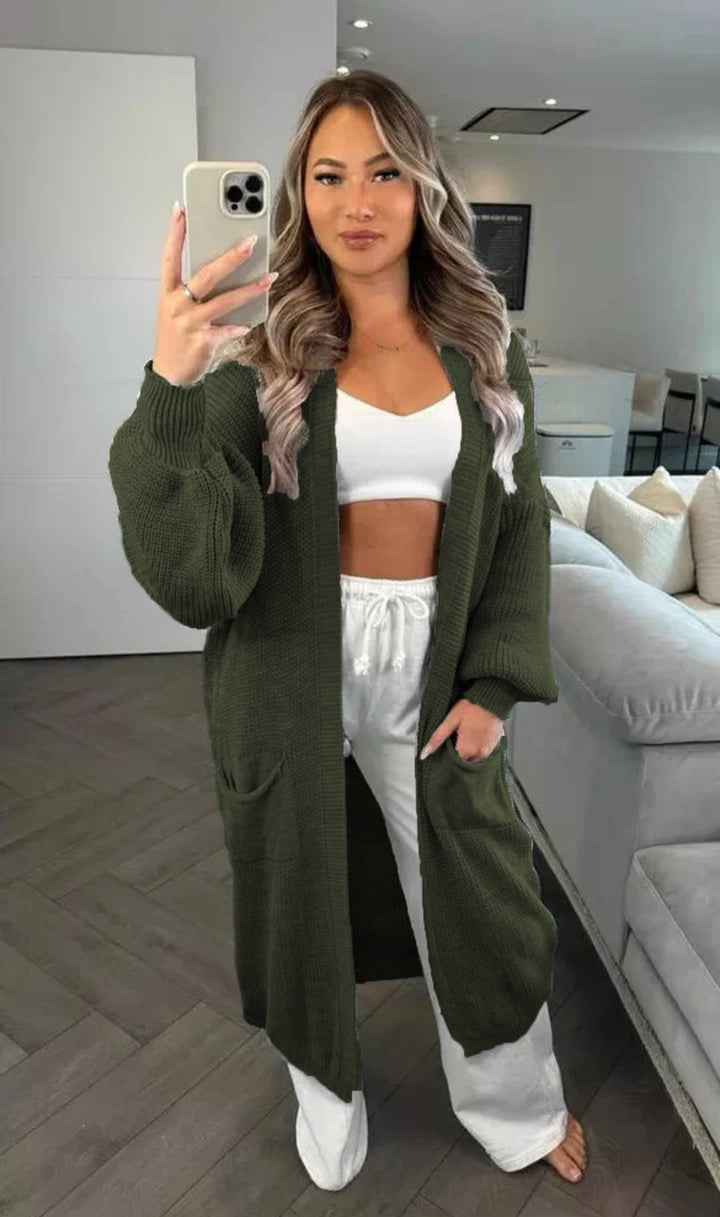 Damen Großer Strickcardigan mit offenem Schnitt und praktischen Taschen Drune