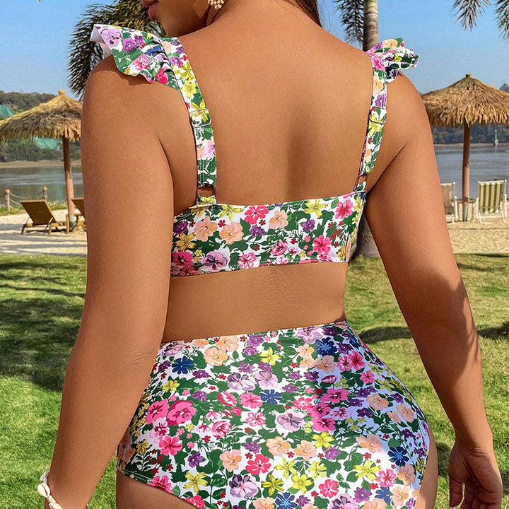 Damen Hochgeschnittener Bikini mit Rüschendetails Drune