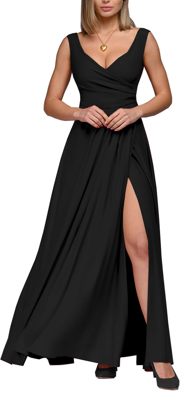 Damen Maxikleid mit fließendem Schnitt und eleganten Drapierungen Drune