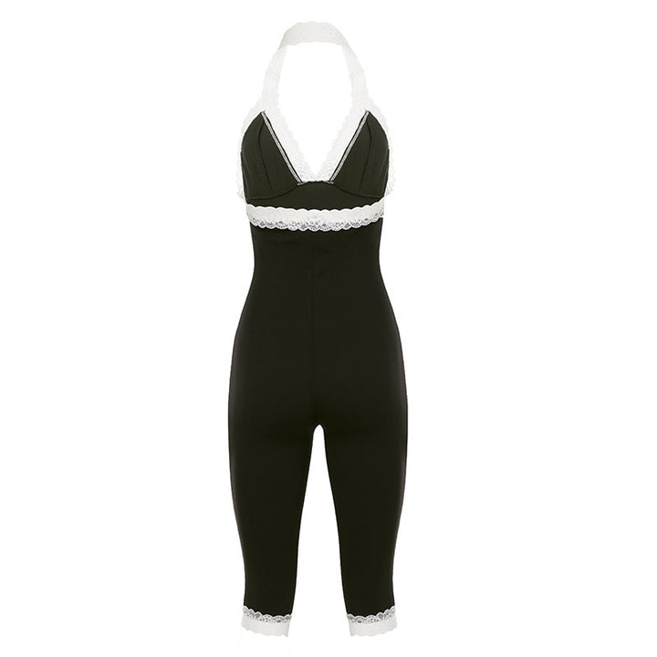 Damen Jumpsuit mit Spitzenrand und verführerischem Dekolleté Drune