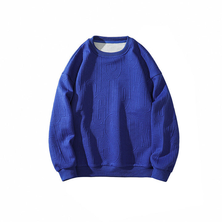 Herren Oversized Strukturiertes Strick-Sweatshirt mit geprägtem Ton-in-Ton-Lettering Drune