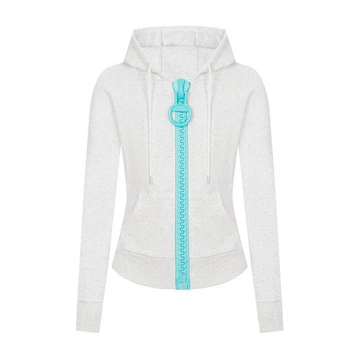Damen Kapuzen-Sweatjacke mit markantem Zierreißverschluss und Kängurutasche Drune