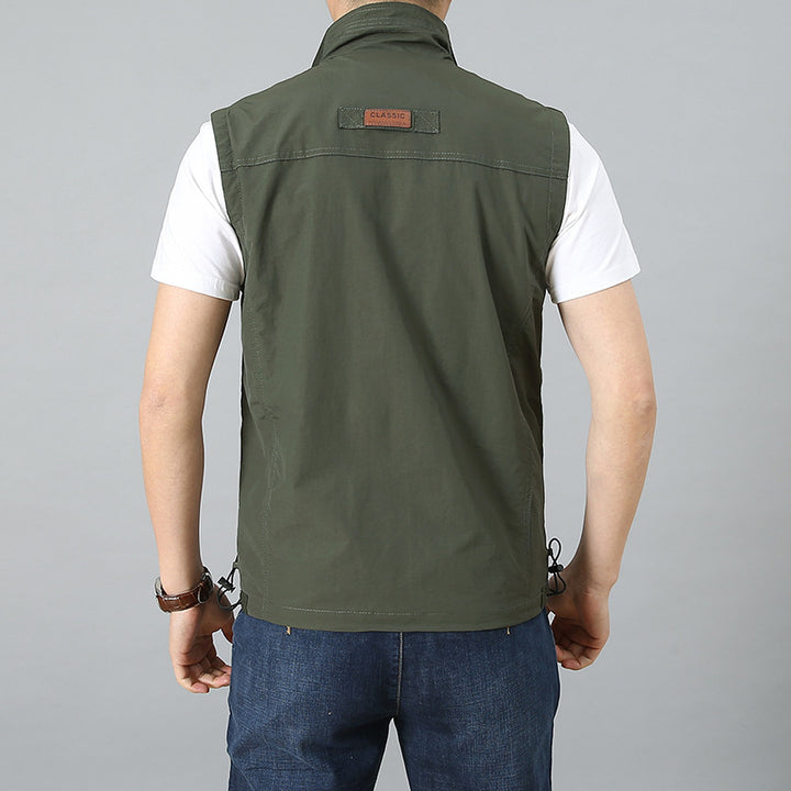 Herren Leichte Softshell‑Utilityweste mit Stehkragen und mehrfachen Reißverschlusstaschen Drune