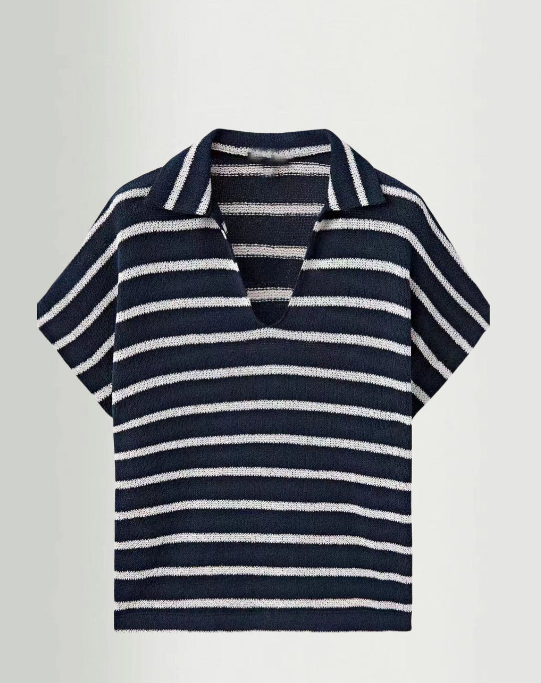 Damen Strickoberteil mit elegantem Kragen und modischem Streifenmuster Drune