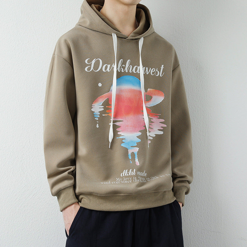 Herren Modischer Kapuzenpullover mit kreativen Grafikdruck Drune