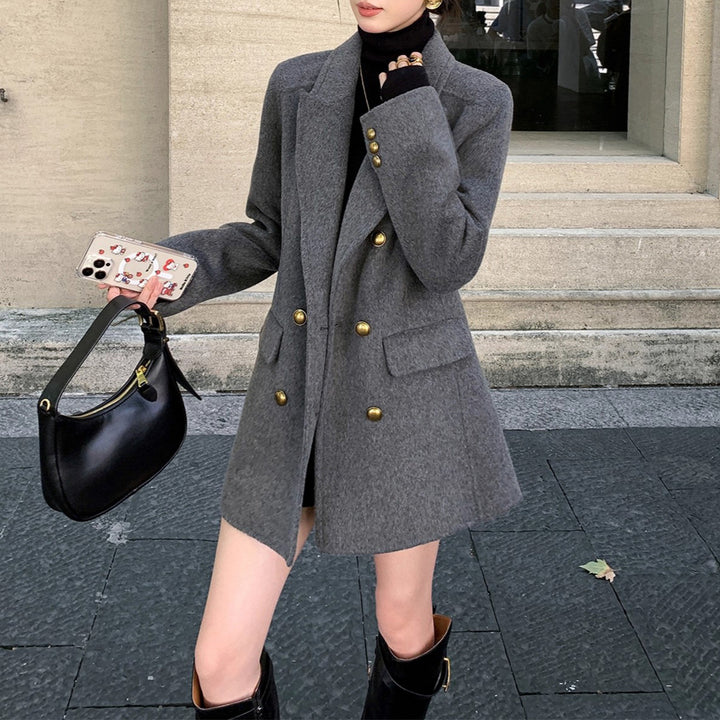 Damen Eleganter Wollmantel Drune