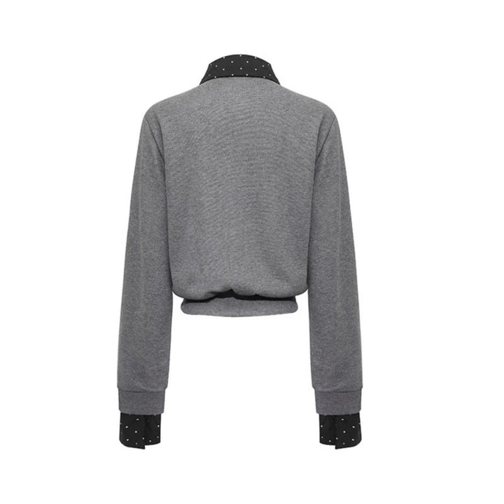 Damen Knopf-Sweatjacke mit eingesetztem Hemdkragen und Manschetten Drune