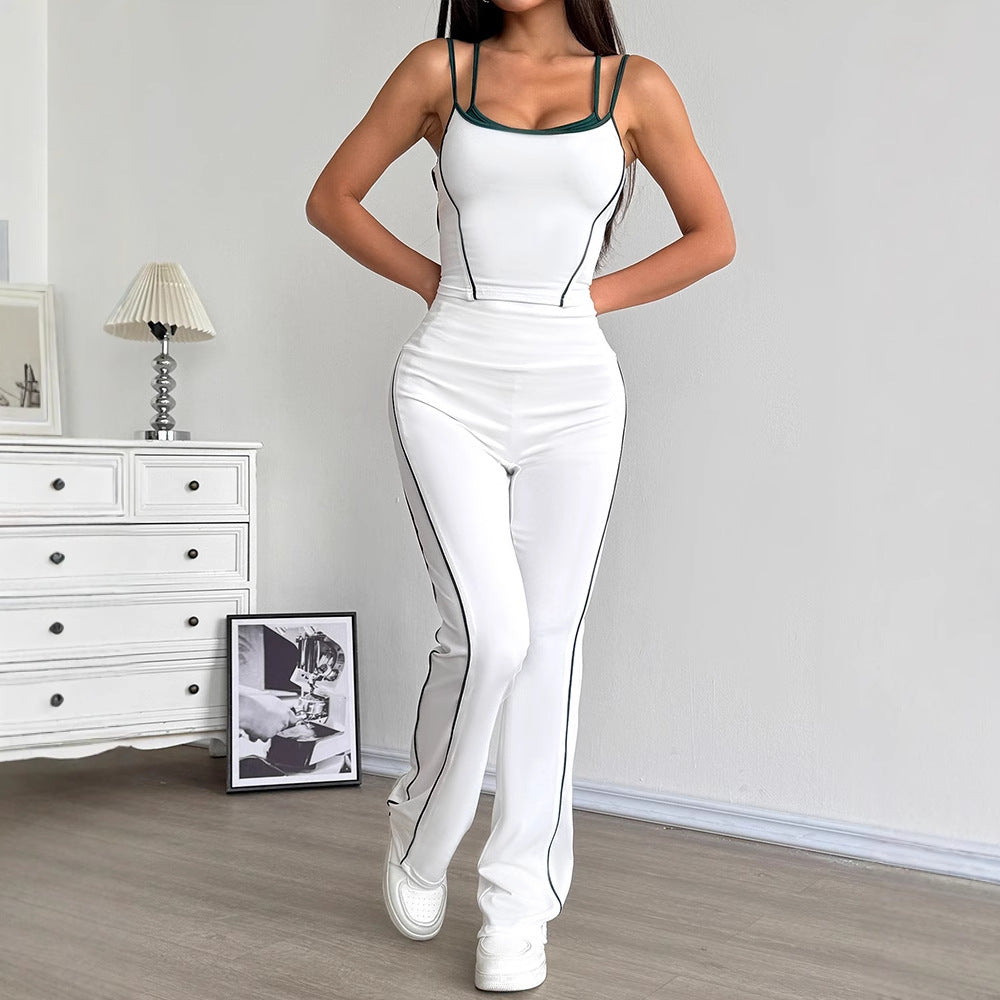 Damen Sportliches Zweiteiliges Set mit modischem Crop-Top und weiten Leggings Drune