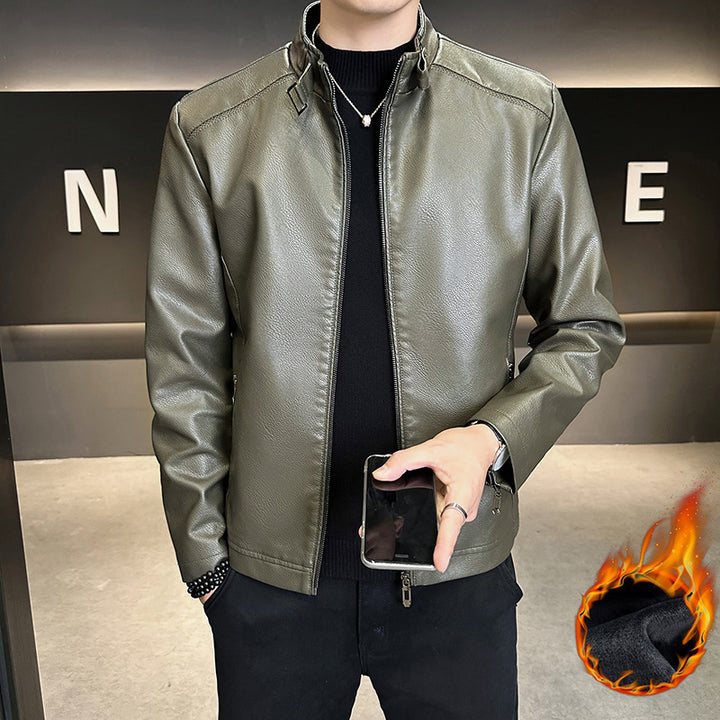 Herren Modische Kunstlederjacke im lässigen Design Drune