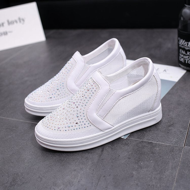 Damen Keil-Sneaker mit Glitzersteinen und atmungsaktivem Mesh Drune