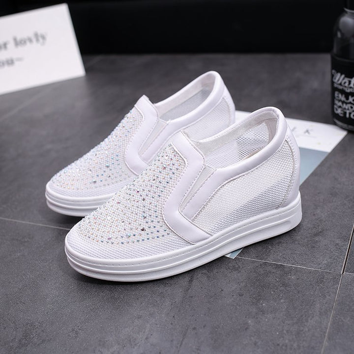 Damen Keil-Sneaker mit Glitzersteinen und atmungsaktivem Mesh Drune
