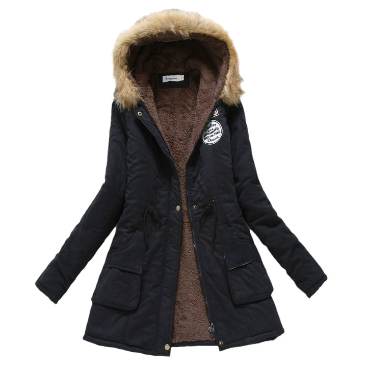 Damen taillierter Winterparka mit Teddyfutter Kunstfellkapuze und Tunnelzug Drune