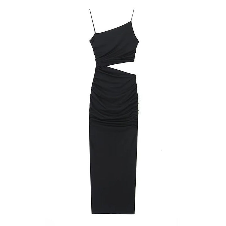 Damen Elegantes Cut-Out Maxikleid mit asymmetrischem Design und Raffung Drune