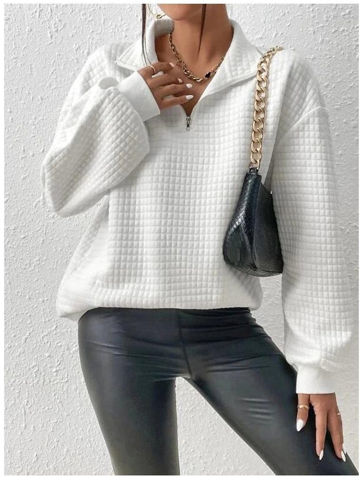 Damen modischer Stepp-Pullover mit halbem Reißverschluss Drune