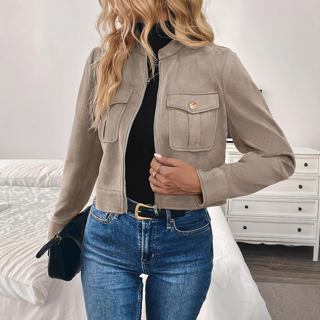Damen Modische Kurzjacke aus Wildleder