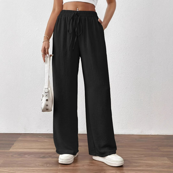 Damen weite Palazzo-Hose mit elastischem Bund und taillierbarem Kordelzug Drune