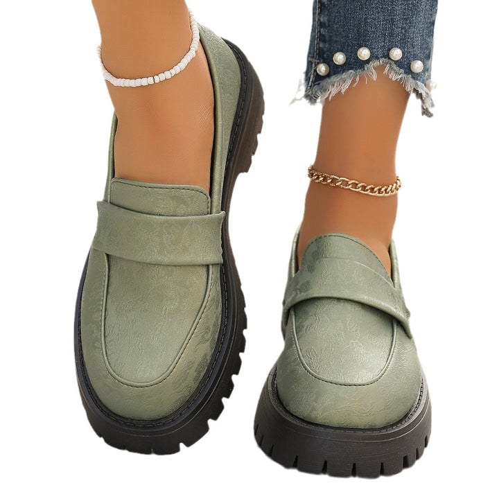 Damen Chunky Loafer mit profilierter Gummisohle und geprägtem Kunstleder Drune