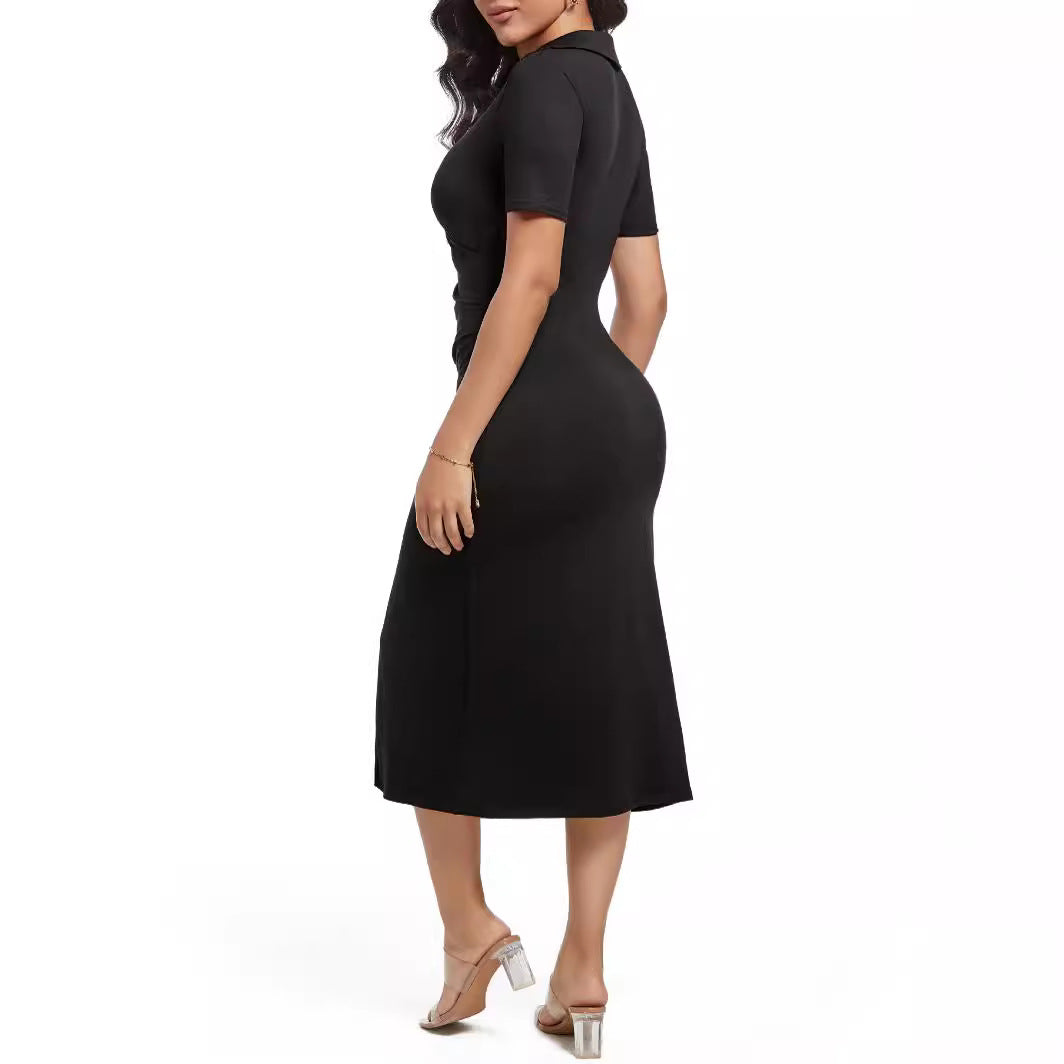 Damen Wickelkleid mit eleganter Drapierung und tiefem V-Ausschnitt Drune
