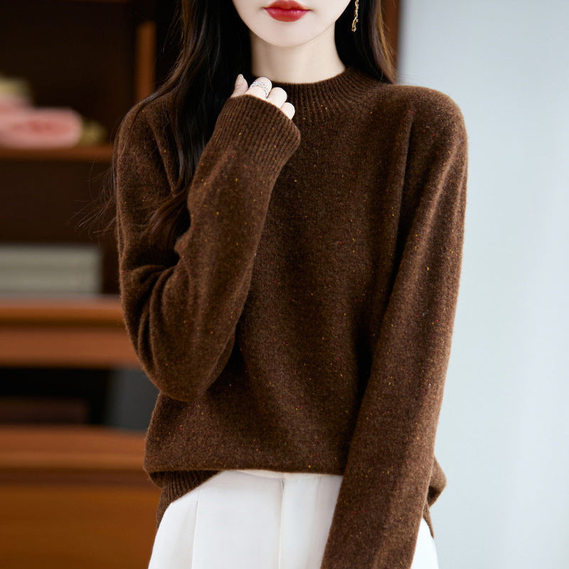 Damen Mélange-Feinstrickpullover mit kurzem Stehkragen und lockerer Silhouette Drune