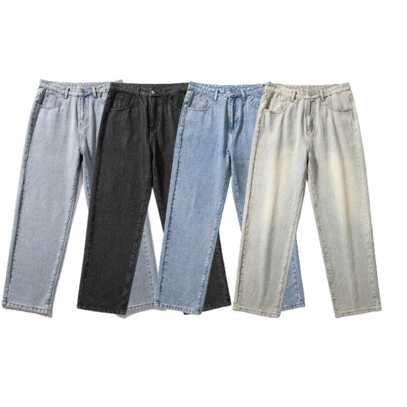 Herren Locker geschnittene Straight-Relax Denim-Hose mit verlängertem Saum Drune