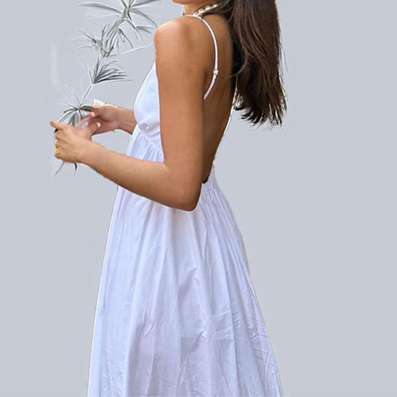 Damen Maxikleid mit tiefem Rücken und schwingendem Saum Drune