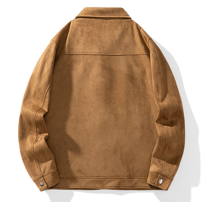 Herren Overshirt aus Kunstleder mit Hemdkragen und Pattentaschen Drune