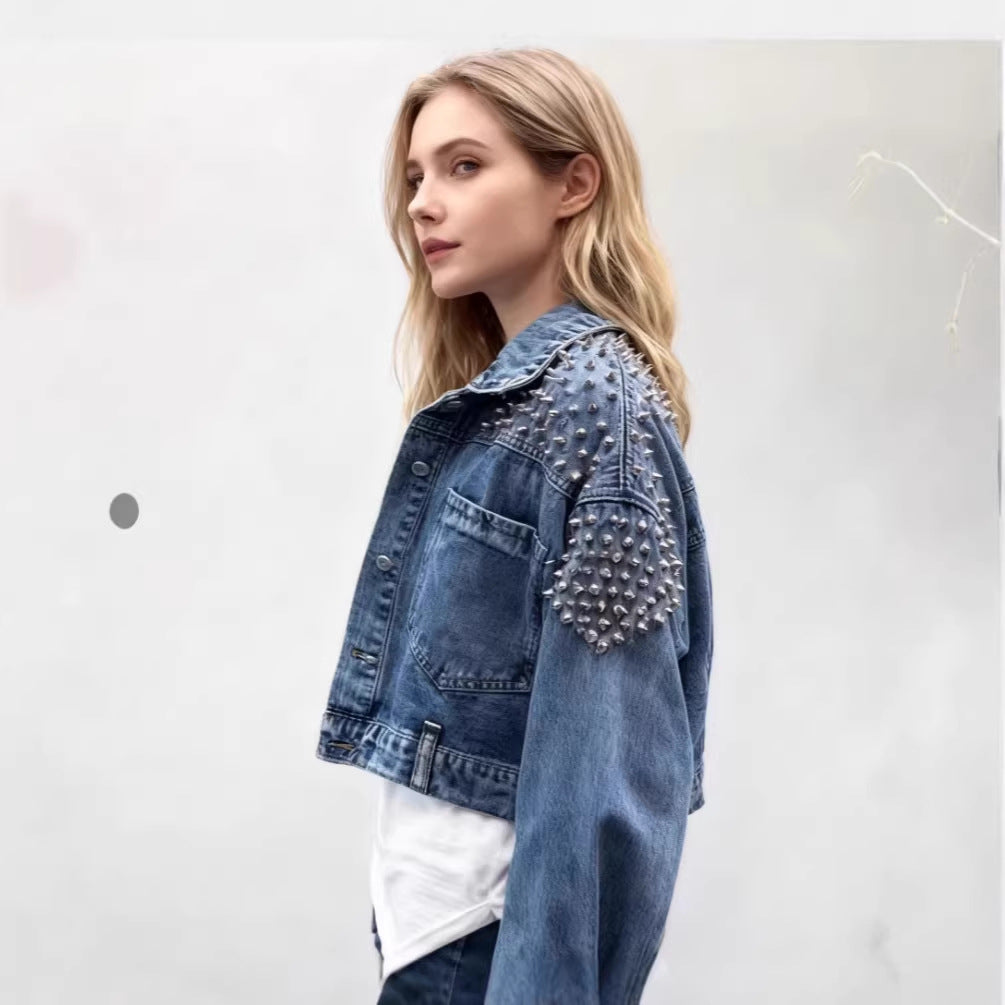 Damen Denimjacke mit Nietenverzierungen Drune