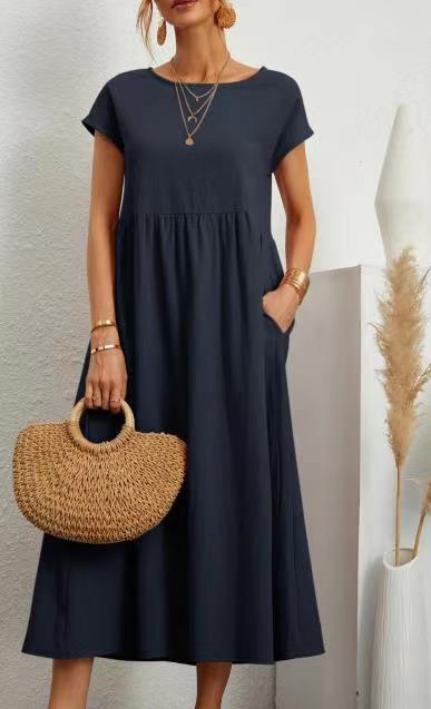 Damen Midikleid mit lässigem Schnitt und seitlichen Taschen Drune