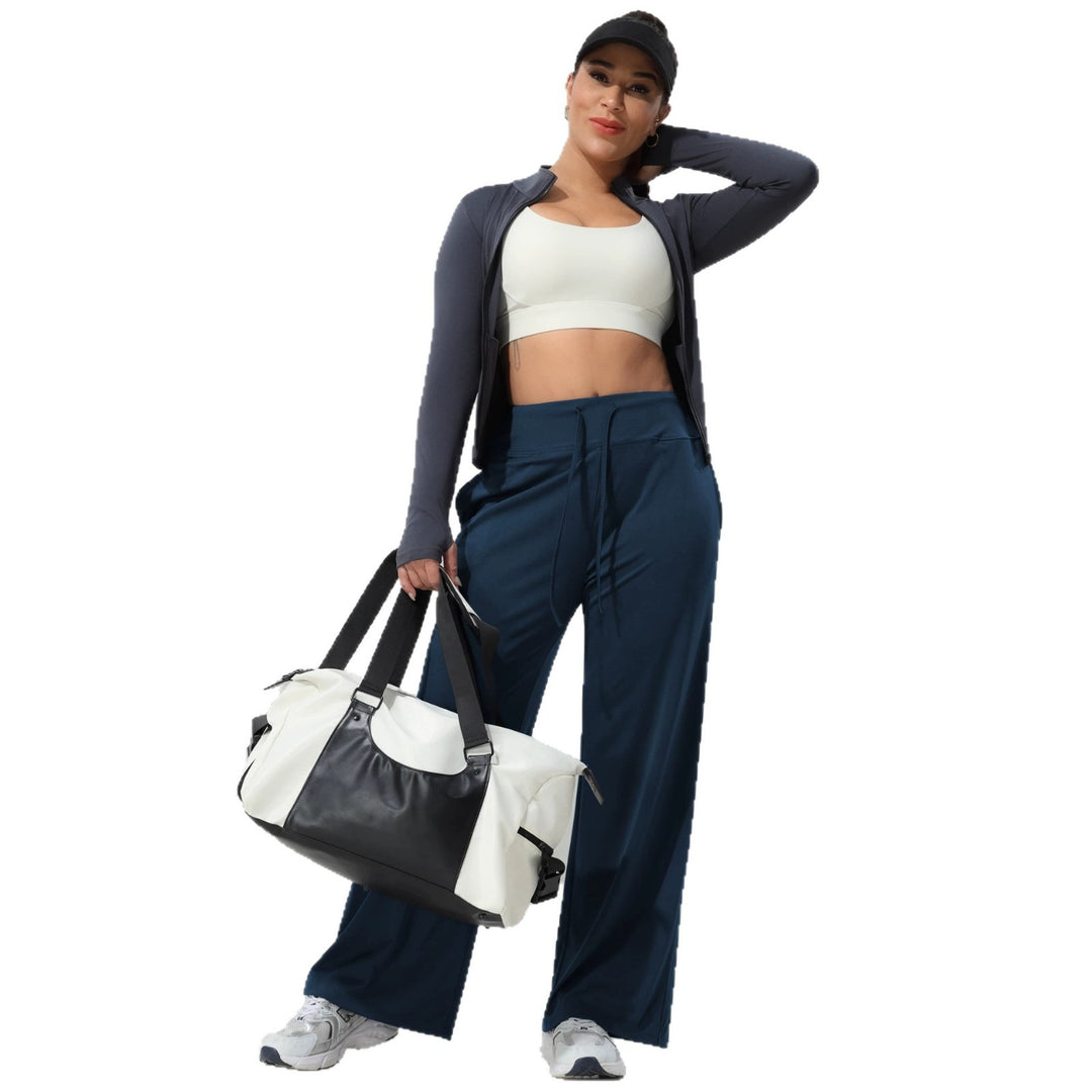 Damen Jogginghose mit hohem Bund, weitem Bein, Kordelzug und Seitentaschen Drune