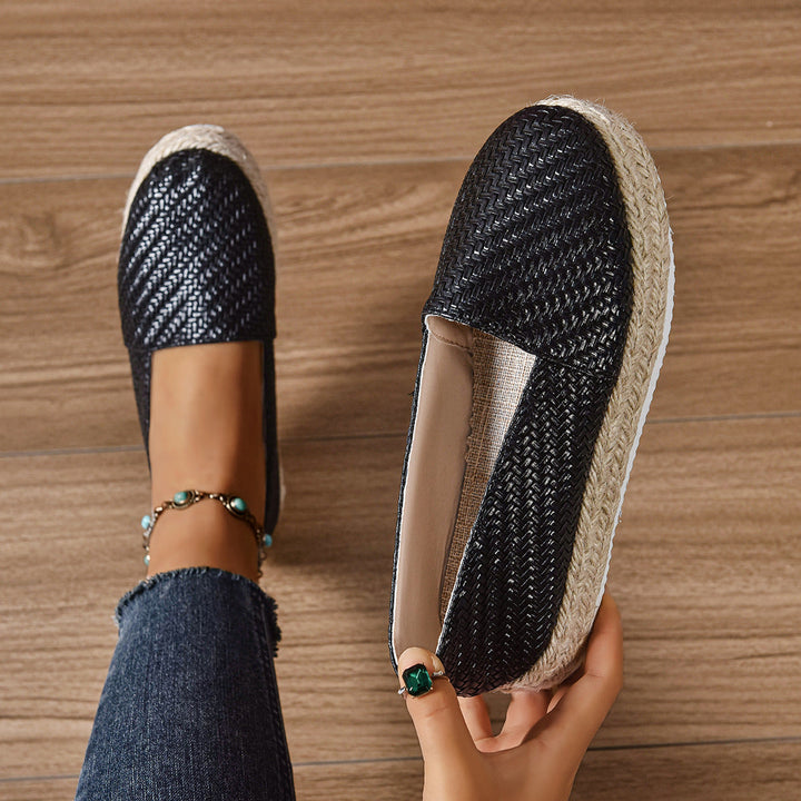 Damen Espadrilles mit flexiblem Kork-Sohle und trendiger Webstruktur Drune
