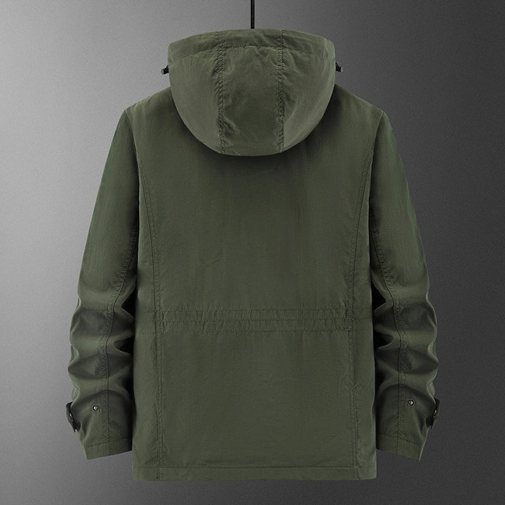 Herren Wetterfeste Utility-Fieldjacke mit Kapuze, Mesh-Futter und Multifunktions-Taschen Drune