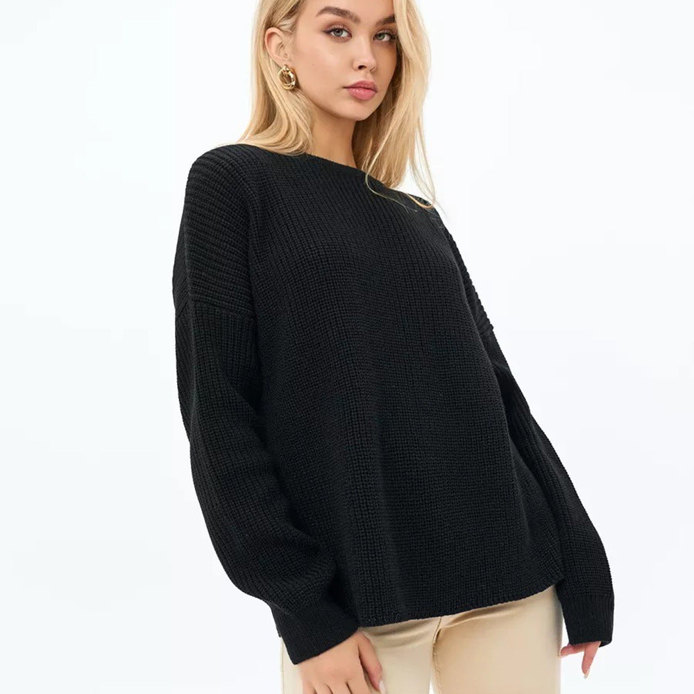 Damen Grobstrickpullover mit lockerer Passform und strukturiertem Design Drune