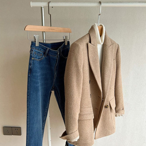 Damen Modischer Wollblazer mit elegantem Schnitt Drune