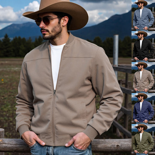 Herren nan Velourslederoptik-Blouson mit durchgehendem Reißverschluss, geripptem Bund und Eingrifftaschen Drune