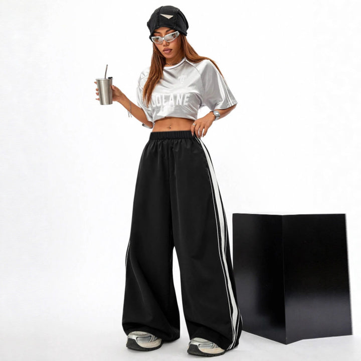 Damen weite Sporthose mit seitlichen Kontraststreifen Drune