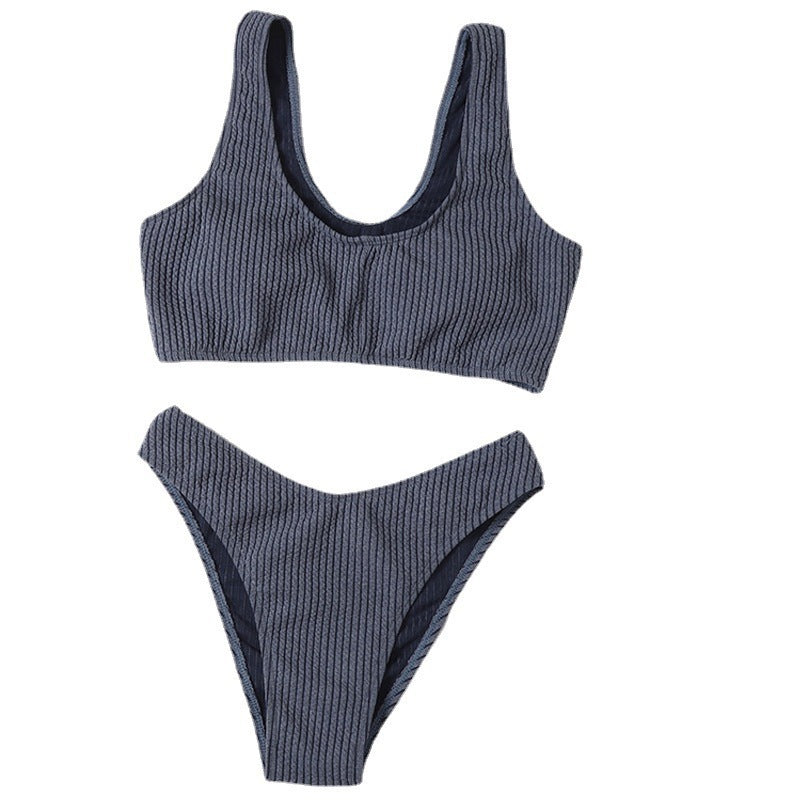 Damen Hochtaillierter Bikini mit strukturiertem Stoff und komfortablem Schnitt Drune