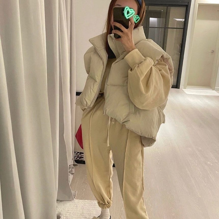 Damen Daunenweste mit hohem Kragen und modernem Oversized-Schnitt Drune