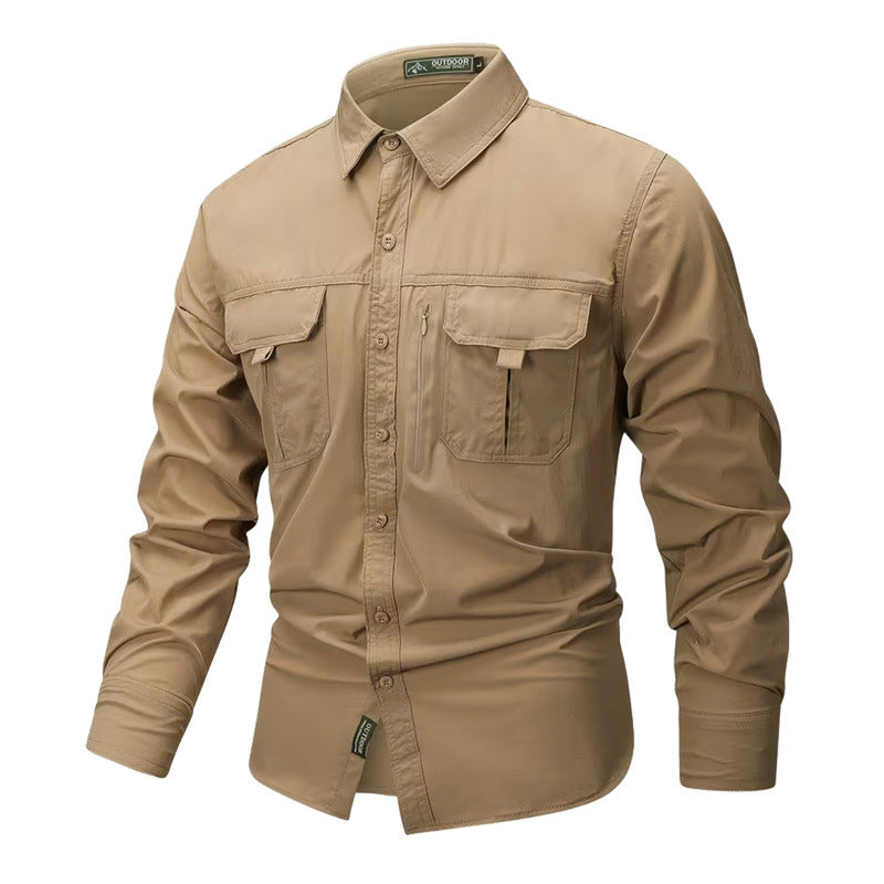 Herren nan robustes Trekkinghemd mit verstärkten Brusttaschen und atmungsaktivem Material Drune