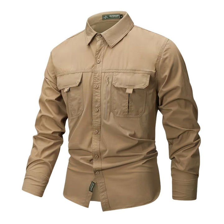 Herren nan robustes Trekkinghemd mit verstärkten Brusttaschen und atmungsaktivem Material Drune
