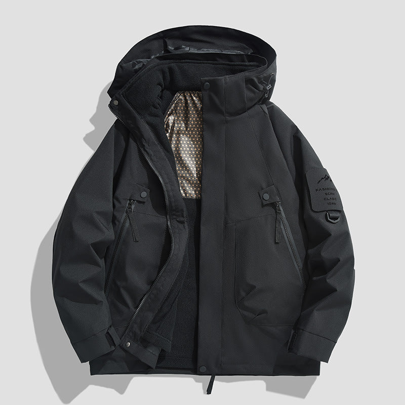 Herren Wasserdichte Utility-Softshelljacke mit Kapuze, schräge Reißverschlusstaschen & verstellbaren Ärmelriegeln Drune