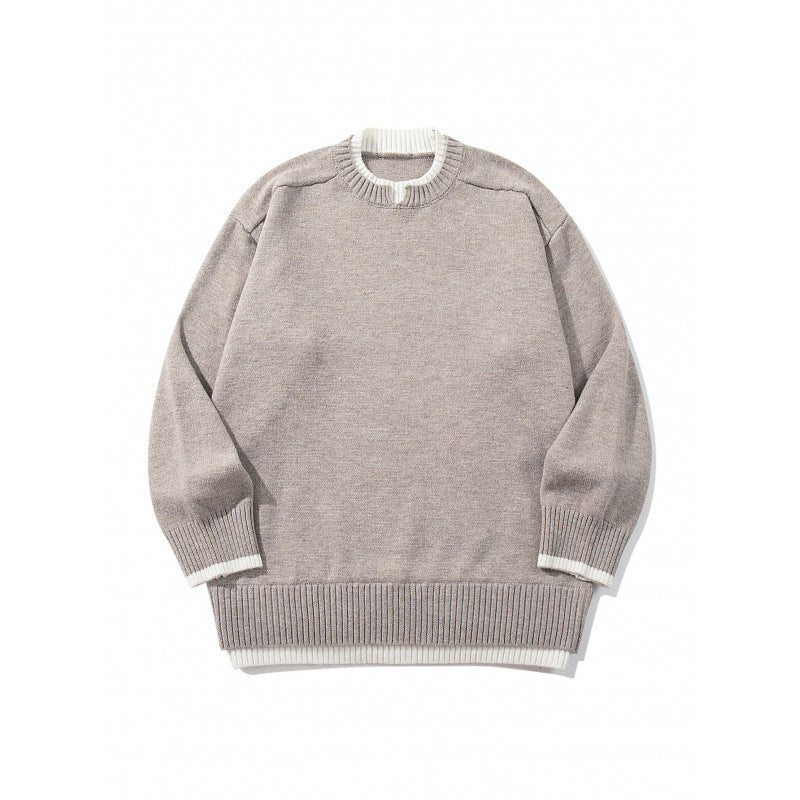 Unisex Relaxed-Fit Feinstrick-Pullover mit Kontrastbündchen und verlängertem Rippenbund Drune
