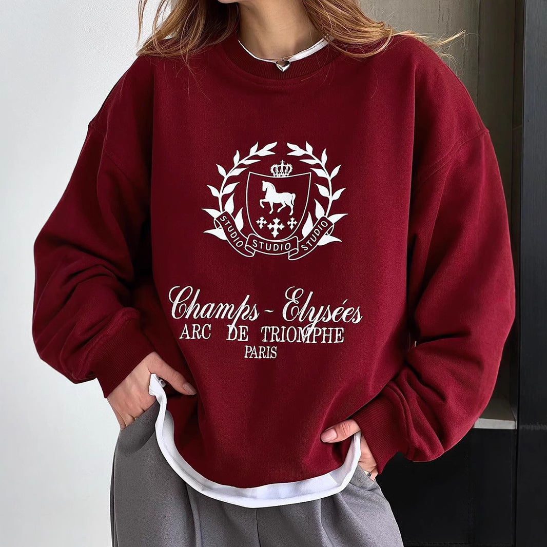 Damen Oversized Sweatshirt mit grafischem Print und weichem Futter Drune