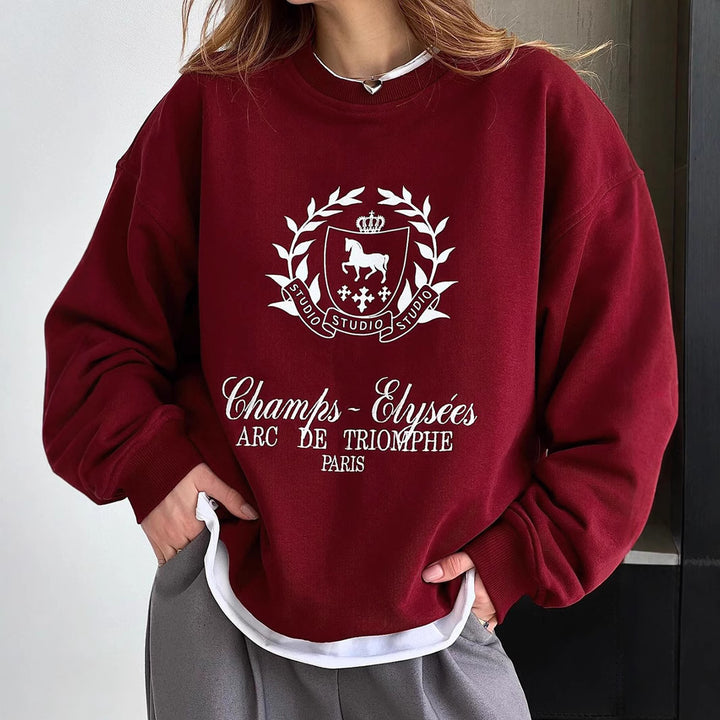 Damen Oversized Sweatshirt mit grafischem Print und weichem Futter Drune