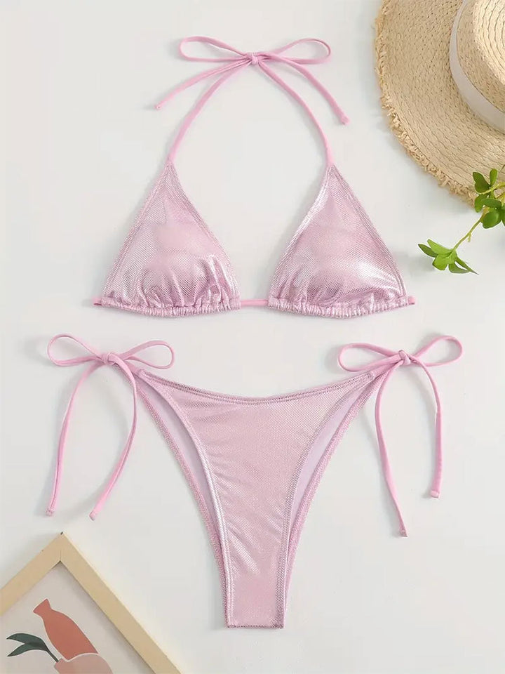 Damen Triangel-Bikini mit verstellbaren Trägern und elegantem Netzstoff Drune