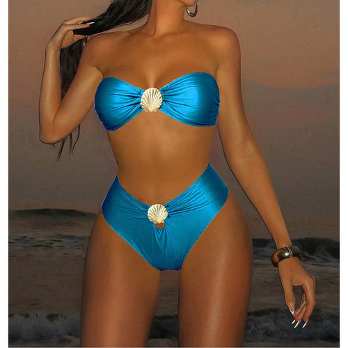 Damen Bandeau-Bikini-Set mit elegantem Muschel-Detail Drune