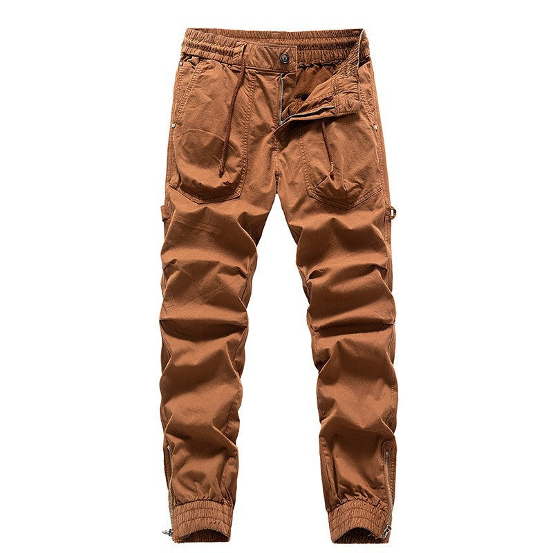 Herren Outdoor-Arbeitshose im Joggerstil mit elastischem Komfortbund, aufgesetzten Rundtaschen und Knöchelreißverschluss Drune