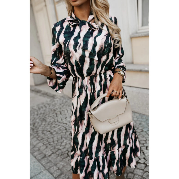 Damen Maxikleid mit Rüschen und elastischem Taillenzug Drune